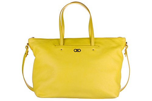 Salvatore Ferragamo women’s leather handbag tote shopping bag purse mika gancini