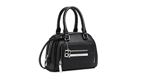 Calvin Klein womens valerie sleek studio dome satchel shoulder bag handbag black color
