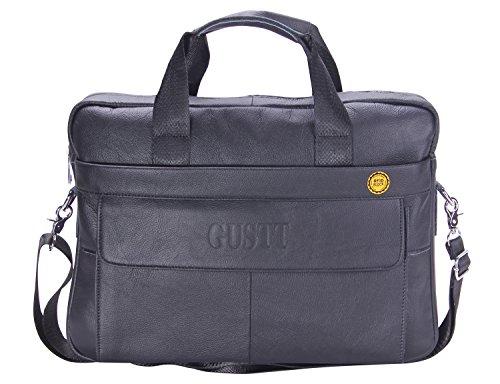 GUSTT® Newest Fashion Men’s Genuine Leather RFID Blocking Secure Briefcase Shoulder Messenger Bag For Macbook Laptop