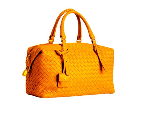 CIAMPI by Gazzelle Ciampi Doctor Style Yellow Woven Leather Bag