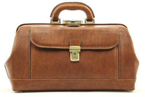 Alberto Bellucci Unisex Handmade Italian Leather Bernini Exclusive Doctor Bag in Brown