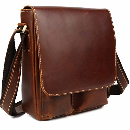 Man’s Oil Wax Leather Casual Flap-over Cross body Messenger Shoulder Bag Schoolbag