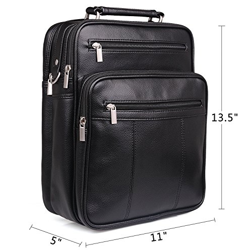 Jack&Chris®Mens Leather Crossbody Single-Shoulder Briefcase Messenger Handbag,MBYX020