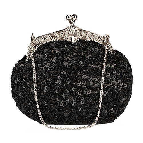 Chicastic Fully Sequined Mesh Beaded Antique Style Wedding Evening Formal Cocktail Clutch Purse