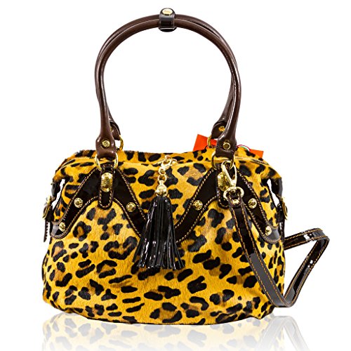 Marino Orlandi Italian Designer Cheetah Haircalf Leather Purse Crossbody Bag