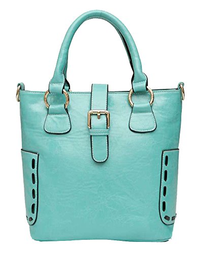 Generic Women’s Bucket Roomy Blue Leather Handbag Small