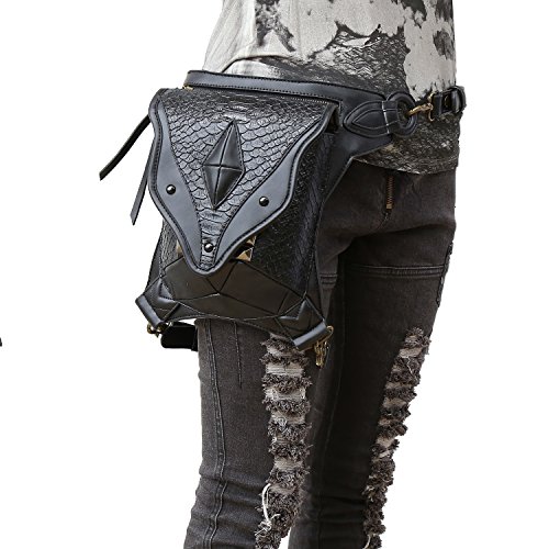 Punk Waist Bag Gothic Leather Messenger Cross Body Mobile Phone Bag Victorian Rivet Leg Thigh Holster Bag