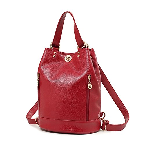 JOYSKY HB440170 Spring Genuine Leather Korean Version Women’s Handbag,Bucket-Type Backpack