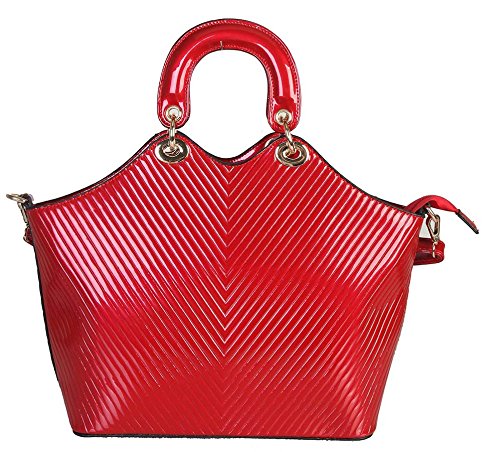 Rimen & Co. Shinny Satchel Medium Purse Bag Women Handbag Accented With Metal Clap Ring and Removable Strap Top Handle LX-2364