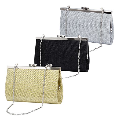 Ladies Mini Glitter Shimmer Evening Party Clutch Bag Clip Clasp Handbag Tote Bag