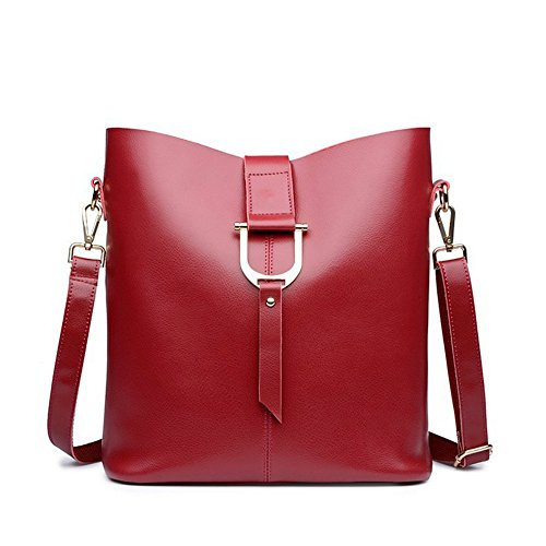 Genuine Leather Women Shoulder Bag Fashion First Layer Leather Bucket Bags Lady Messenger Bag