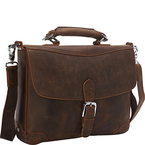 Vagabond Traveler 15″ Cowhide Fine Leather Messenger Bag with Clasp Lock