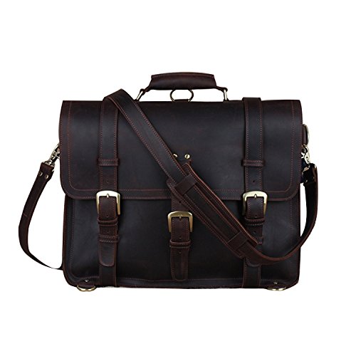 Men’s Top Quality Full Grain Leather Satchel Briefcase Large Messenger Bag Backpack Handbag Shoulder Bag
