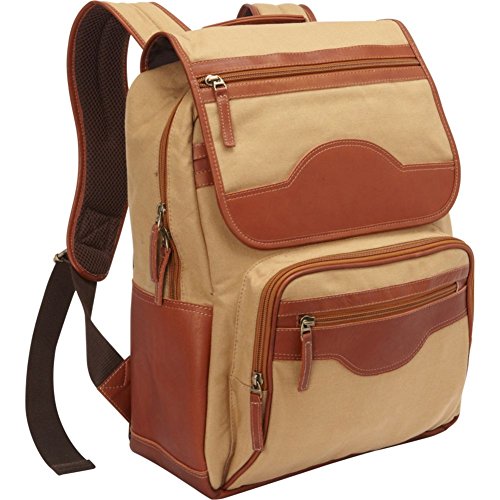 ClaireChase Executive Survival Backpack (Tan Canvas with Brown Leather) ClaireChase