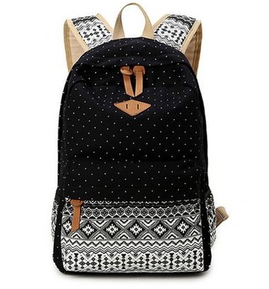 Hitop Geometry Dot Casual Canvas Backpack Bag, Fashion Cute Lightweight Backpacks for Teen Young Girls