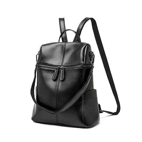 Leyan Women’s Leather Stylish Multi-purpose Backpack Handbag Shoulder Bag Big Capacity Travelling Bag(Black)
