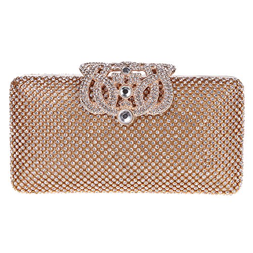 Fawziya Crown Purses And Handbags Evening Bags And Clutches-Gold