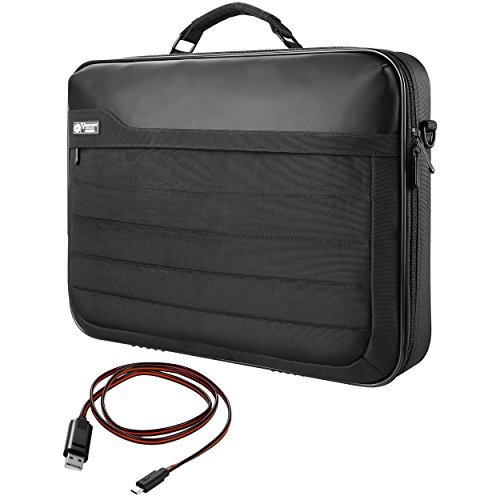 VanGoddy Trovo Heavy Duty Nylon Hybrid 2-in-1 Crossbody Bag Briefcase Tote for Acer Aspire E / V Nitro / Predator G9 Seires 17.3″ Laptop + Sync and Charge Cable
