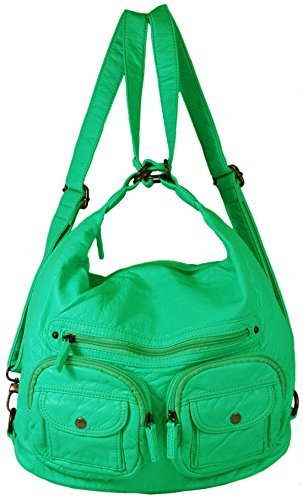 Convertible Purse – Both Backpack and Shoulder Bag in Soft Vegan Leather (Aqua)