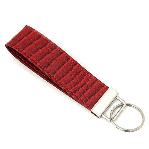 Snaptotes Red Croc Leather Wristlet Keyfob Keychain