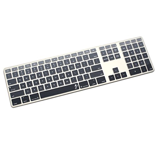 ProElife Silicone Full Size Ultra Thin Keyboard Cover Skin for Apple iMac Keyboard with Numeric Keypad Wired USB MB110LL/B–A1243 (Fade in-Grey)