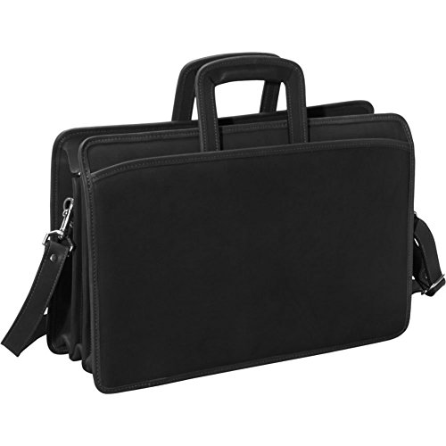 Jack Georges University Triple Gusset Top Zip Tri-Pocket Briefcase in Black