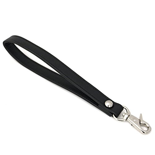 Genuine Leather Replacement Wrist Strap For Clutch/Wristlet/purse/pouch (Black)