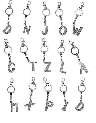 AM Landen Rhinestone Bling Alphabet Letters Keychain Key Ring Handbags Charm Best Friend Keychain