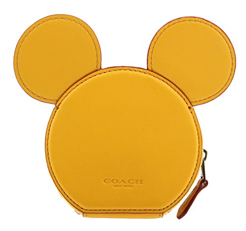 Coach Mickey Coin Case in Glove Calf Leather with Mickey Ears Banana