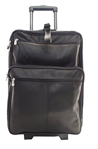 Pastel Leather Collection 22″ Wheeled Traveler Suitcase Color: Black