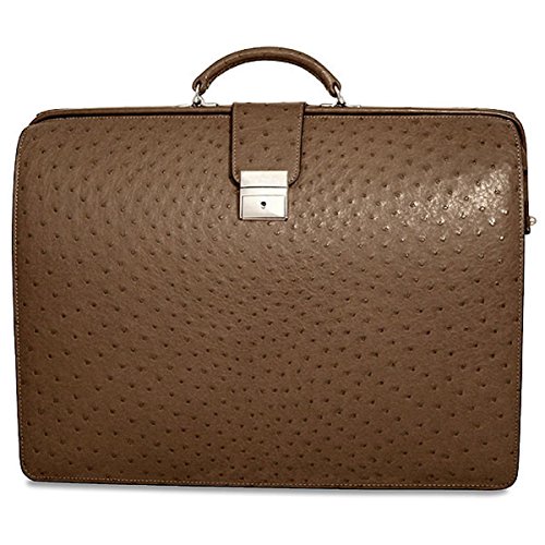 Jack Georges Genuine Ostrich Classic Leather Briefcase (TOBAC)