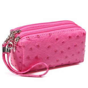 Micom New Candy Color Fake Ostrich Leather Three Layers Clutch Handbags Purse for Women