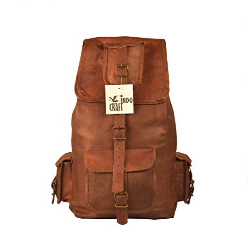 Leather Backpack Vintage Hiking Daypacks Laptop Backpack Casual Rucksack Satchel Bookbag Mountaineering Bag By Indo Craft