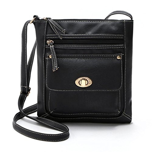GBSELL Womens Lady Leather Satchel Cross Body Shoulder Messenger Bag (Black)