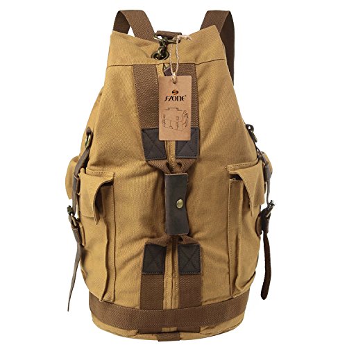 S ZONE Vintage Canvas Hiking Camping Travel Backpack with Adjustable Shoulder Strap