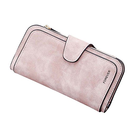 Fashion Women Handbag Ladies Purse 14 Card Slots Woman Four Fold Wallet Purse PU Card Bag Multi-Card Slots Phone Bag-Pink