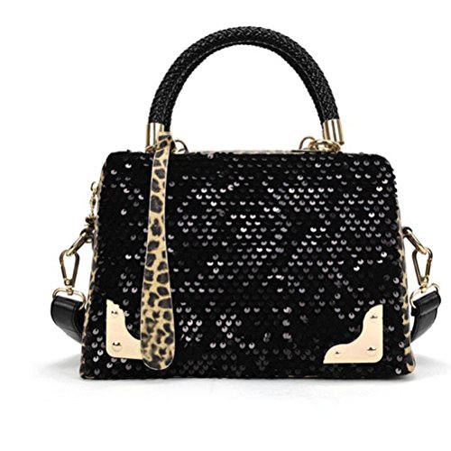 Maple_Leaf Women Sequin Leopard Messenger Cross Shoulder Bag Handbag HandBag