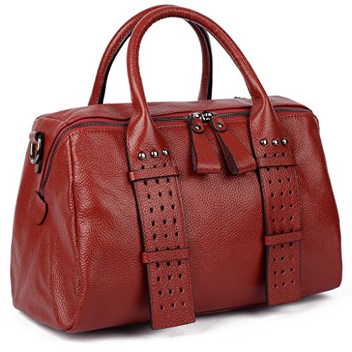 YALUXE Women’s Soft Genuine Leather Purse Shoulder Bag with Bidirectional Zipper