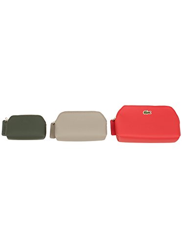 Lacoste Womens Makeup Pouch Trio Bags in Salsa Combo