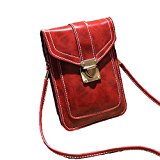 KARRESLY Women PU Leather Small Crossbody Single Shoulder Bag Cell Phone Purse Wallet(Red)
