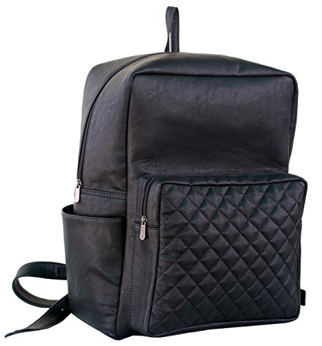 LUST Leather Vintage Backpack Casual Bookbag Men Women Rucksuck School Bag (Black)