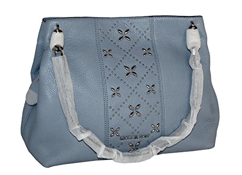MICHAEL Michael Kors Women’s LEIGHTON Studded Large Leather Handbag Shoulder Tote (Pale Blue)