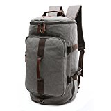 BAOSHA HB-26 3-Ways Vintage Canvas Men Holdall Weekend Travel Duffel Bag Backpack Messenger Shoulder Bags Convertible Travel Hiking Rucksack Weekender Overnight Bag Handbag (Grey)