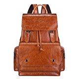 S-ZONE Women's Daily Genuine Leather Casual Backpack Bag Sorrel