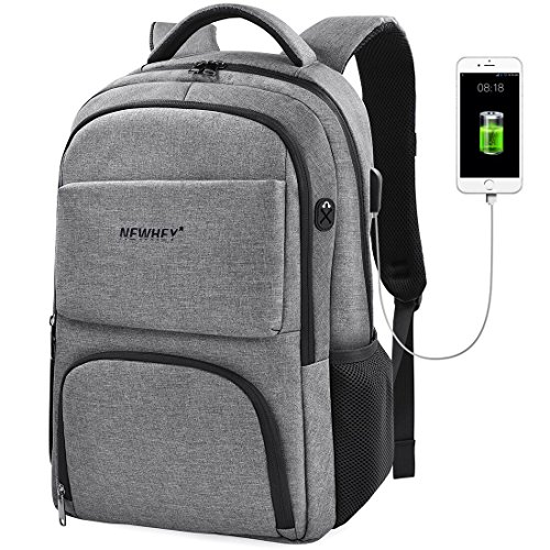Laptop Backpack Business Anti Theft Computer Bag Water Resistant School College Backpack USB Charging Port Lightweight Backpacks Fits Under 17 Inch Laptop for Men Women Grey