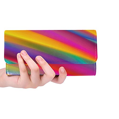 Unique Custom Colorful Abstract Purple Blue Women Trifold Wallet Long Purse Credit Card Holder Case Handbag