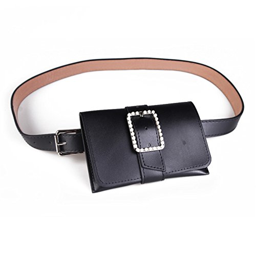 JNHVMC Waist Bags Pu Leather Women Pack Bag Handbag With Pearl Waist Belt