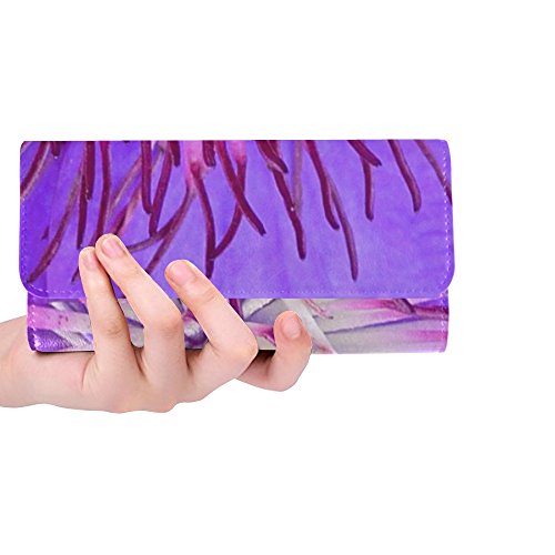 Unique Custom Clematis Blossom Bloom Blue Purple Women Trifold Wallet Long Purse Credit Card Holder Case Handbag