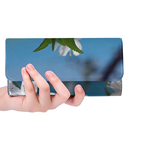 Unique Custom Cherry Tree Cherry Blossom Spring Nature Women Trifold Wallet Long Purse Credit Card Holder Case Handbag