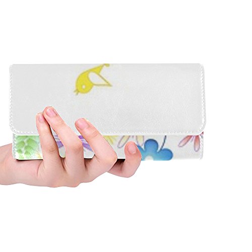 Unique Custom Banner Spring Flower Spring Flower Green Women Trifold Wallet Long Purse Credit Card Holder Case Handbag